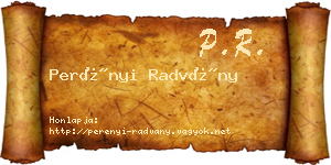 Perényi Radvány névjegykártya